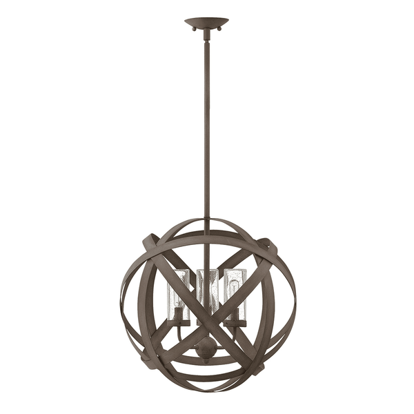 Carson 3 Light IP44 Outdoor Chandelier in Vintage Iron