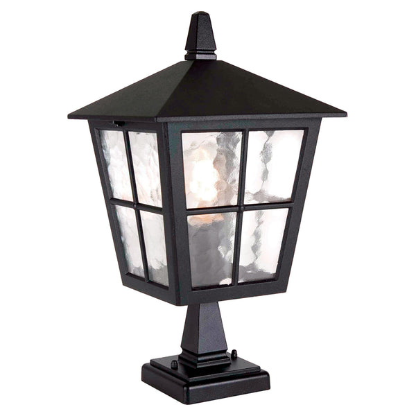 Canterbury Medium IP43 Pedestal Lantern in Black