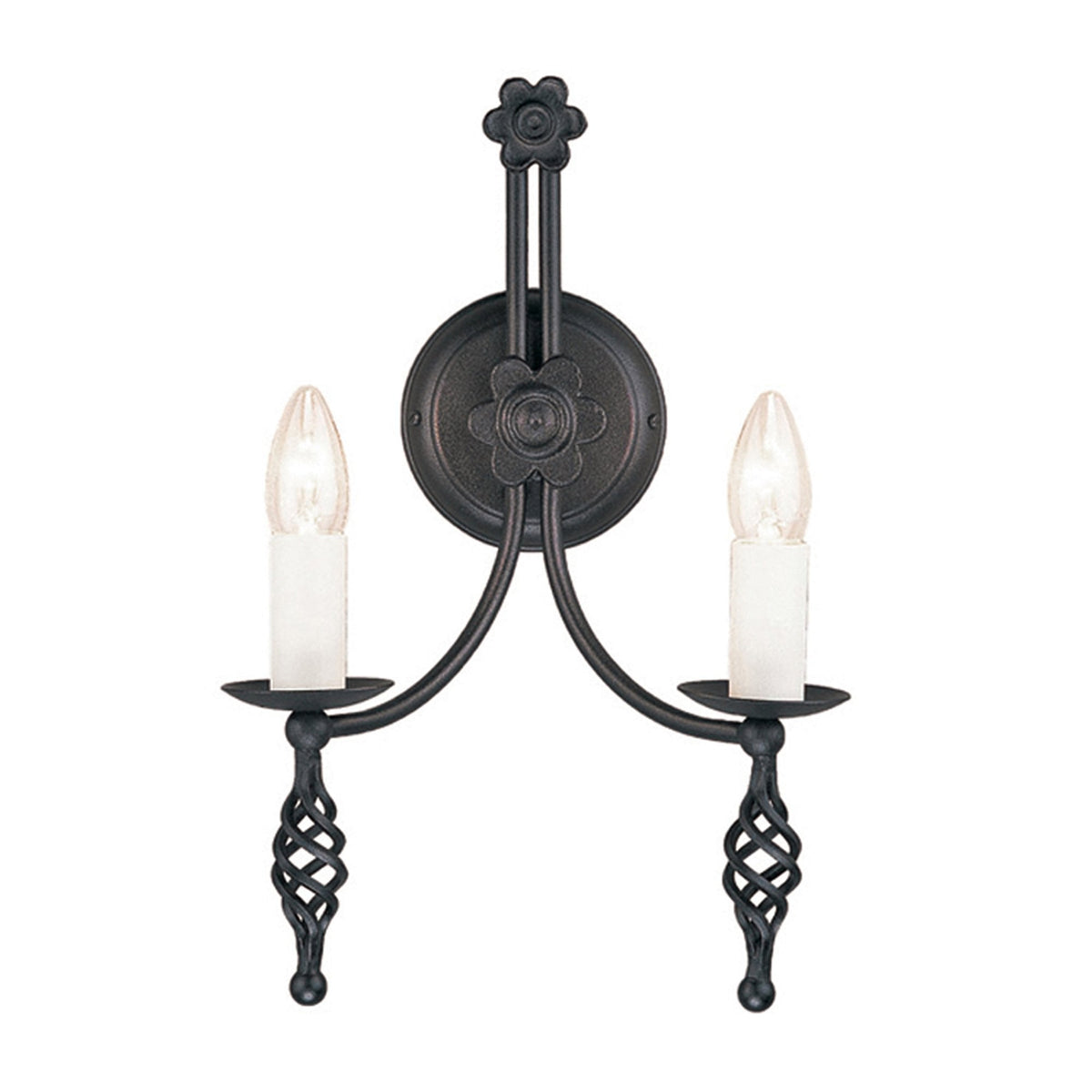 Belfry Hand Forged Twin Arm Wall Light in Black