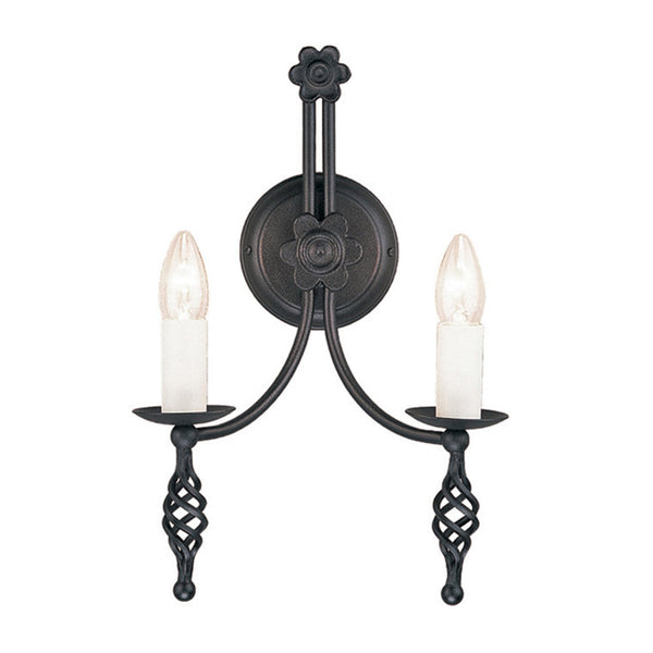 Belfry Hand Forged Twin Arm Wall Light in Black