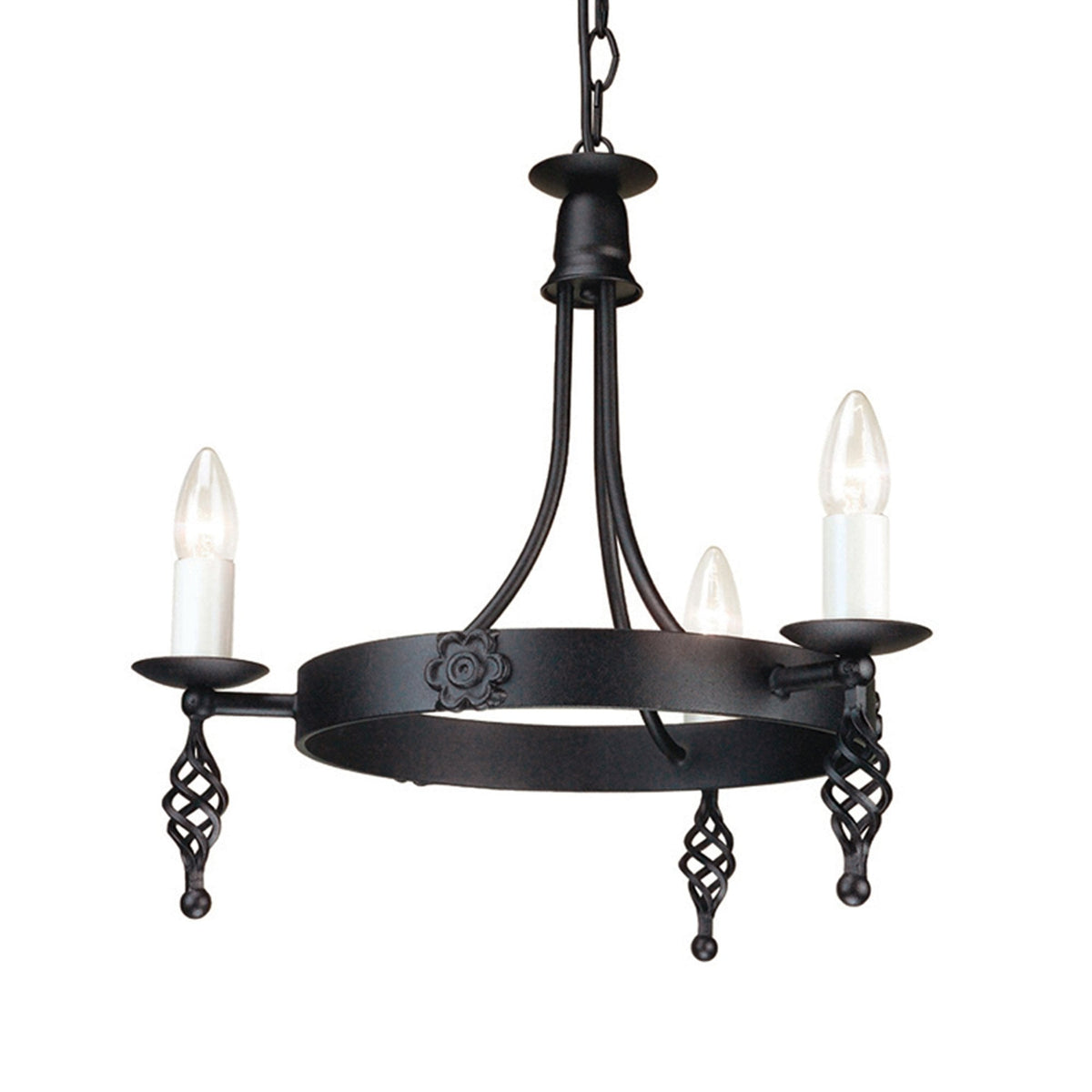 Belfry Hand Forged 3 Light Duo Mount Chandelier in Black