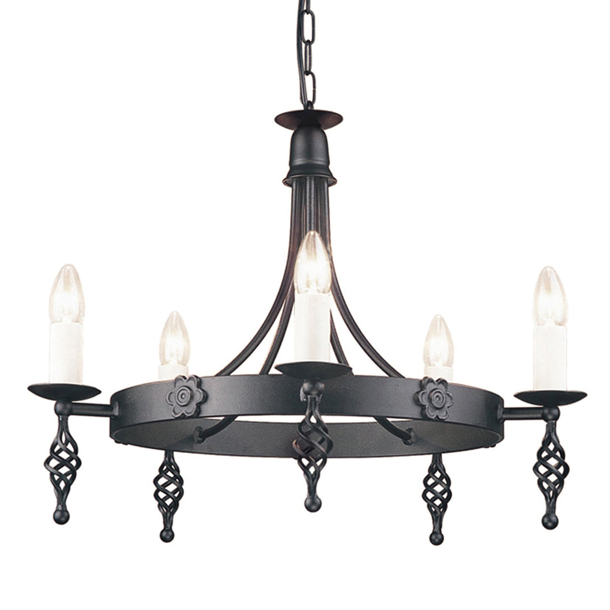 Belfry Hand Forged 5 Light Duo Mount Chandelier in Black