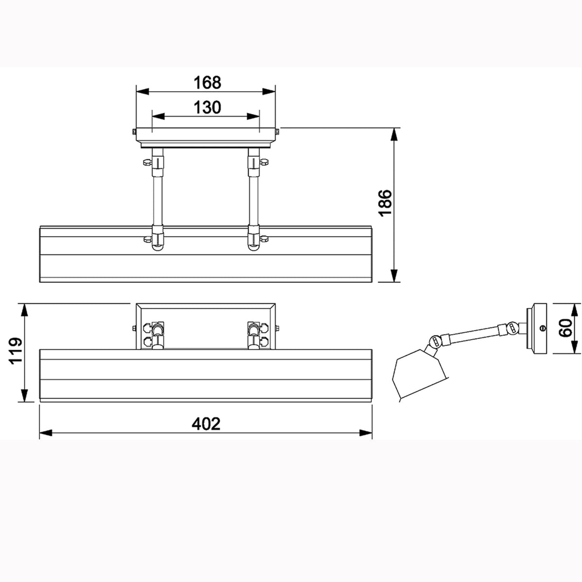 Chawton Medium Adjustable Picture Light in Aged Brass