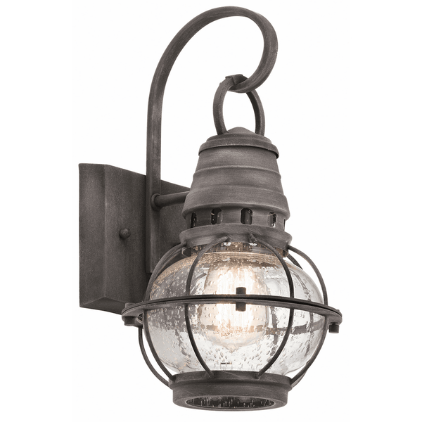 Bridge Point Small Outdoor Wall Lantern in Weathered Zinc
