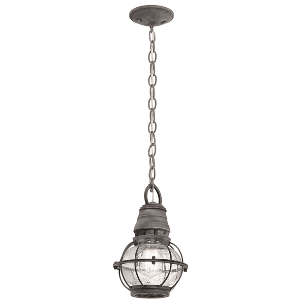 Bridge Point Small Outdoor Chain Lantern in Weathered Zinc
