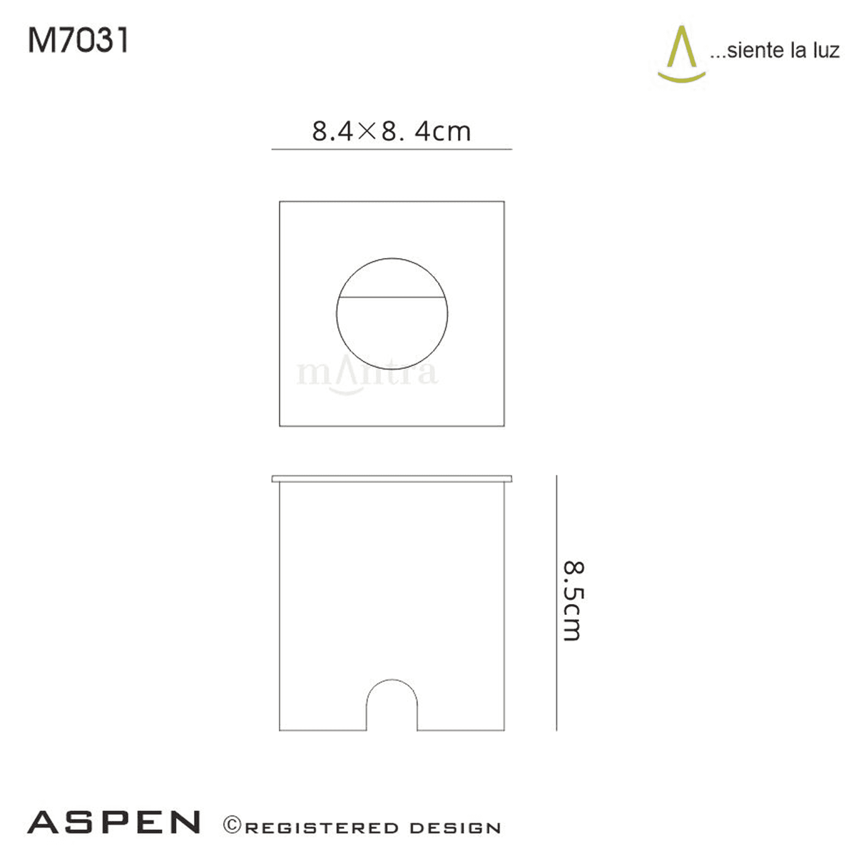 Aspen Square Eyelid Recessed LED IP65 Wall Light in Sand Black