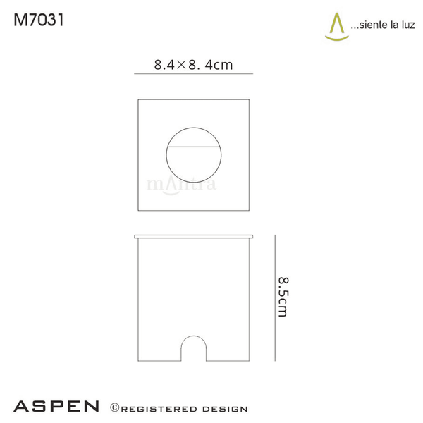 Aspen Square Eyelid Recessed LED IP65 Wall Light in Sand Black