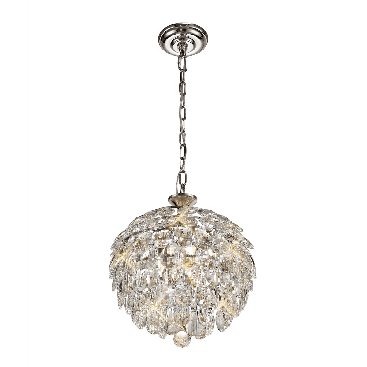 Coniston 3 Light Clear Crystal Pendant Light in Polished Chrome