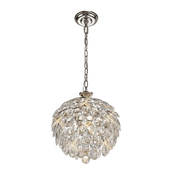 Coniston 3 Light Clear Crystal Pendant Light in Polished Chrome