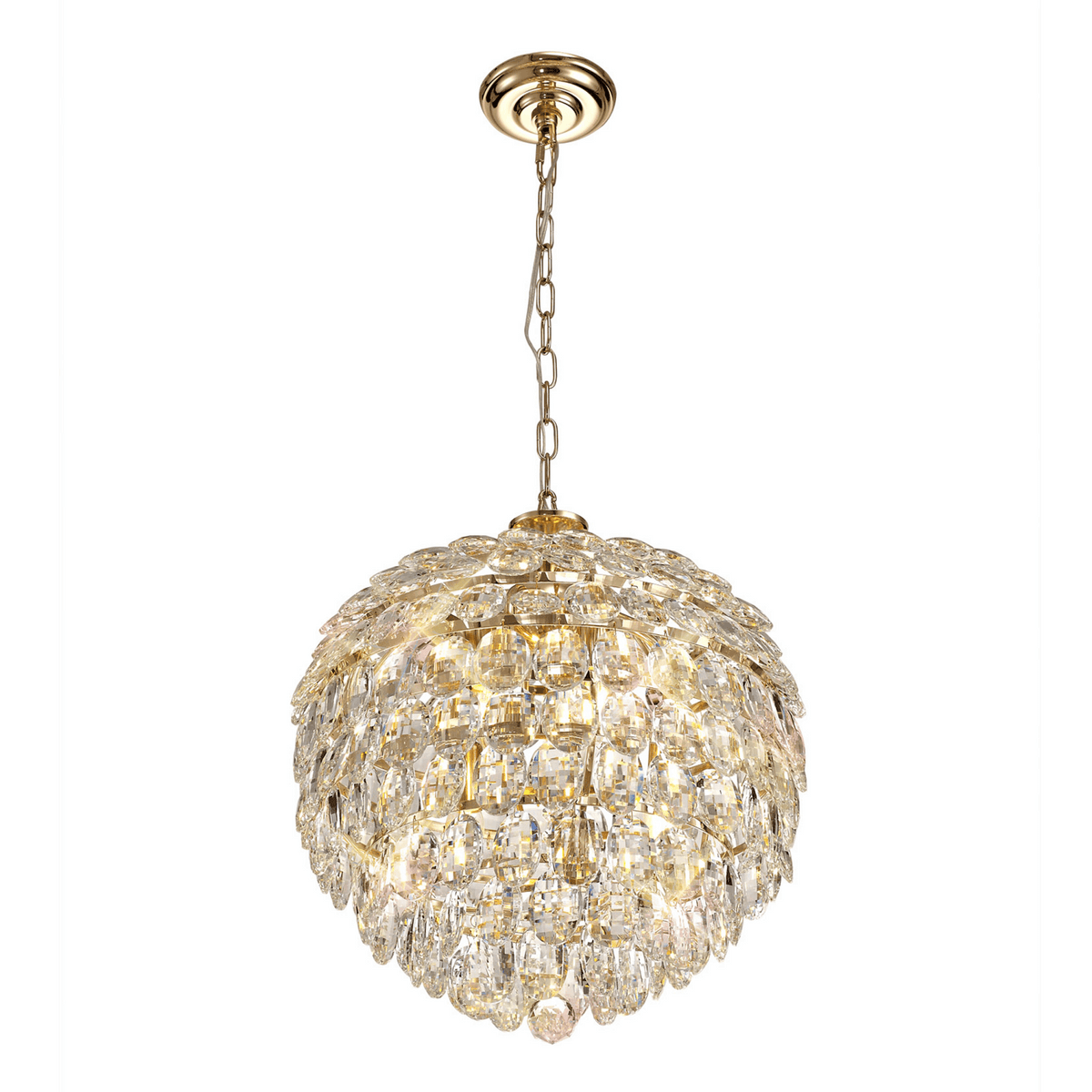 Coniston 6 Light Clear Crystal Pendant Light in French Gold