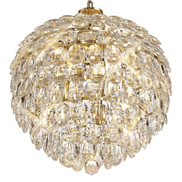 Coniston 6 Light Clear Crystal Pendant Light in French Gold