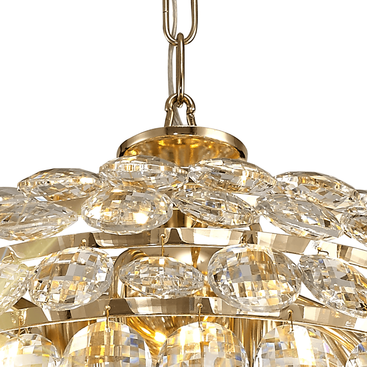 Coniston 6 Light Clear Crystal Pendant Light in French Gold