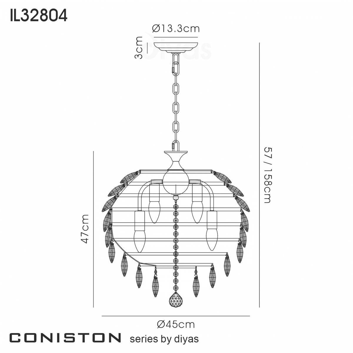 Coniston 6 Light Clear Crystal Pendant Light in French Gold