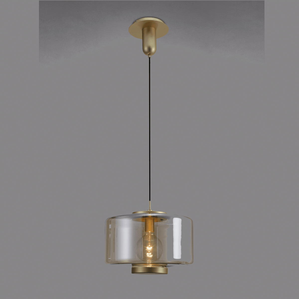 Jarras 40cm Large Matt Gold and Cognac Glass Pendant Light