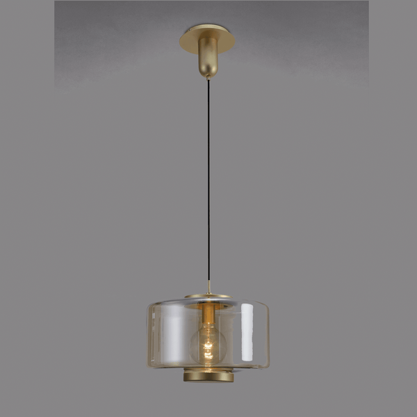Jarras 40cm Large Matt Gold and Cognac Glass Pendant Light