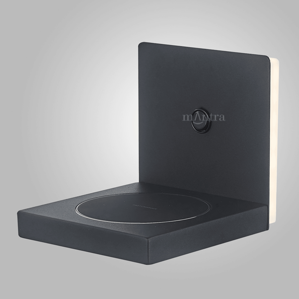 Zanzibar Backlight Switched Wall Lamp with Mobile Phone Charger in Black