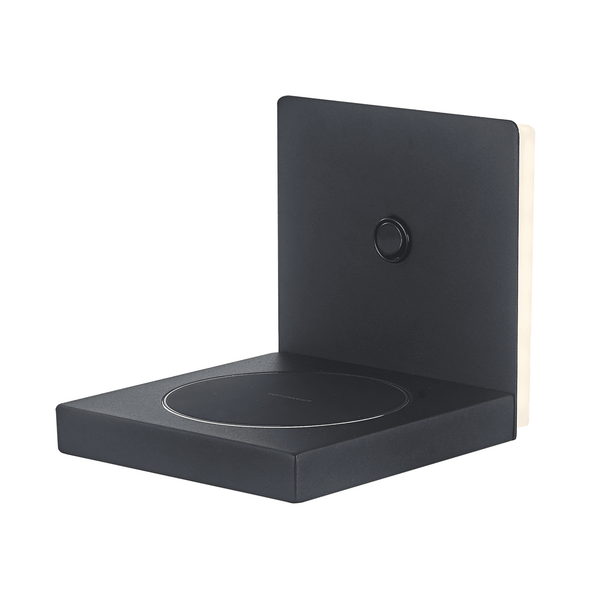 Zanzibar Backlight Switched Wall Lamp with Mobile Phone Charger in Black