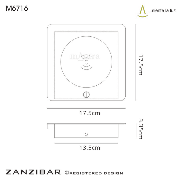 Technical drawing of the M6716 Zanzibar lamp, showing its dimensions and design.