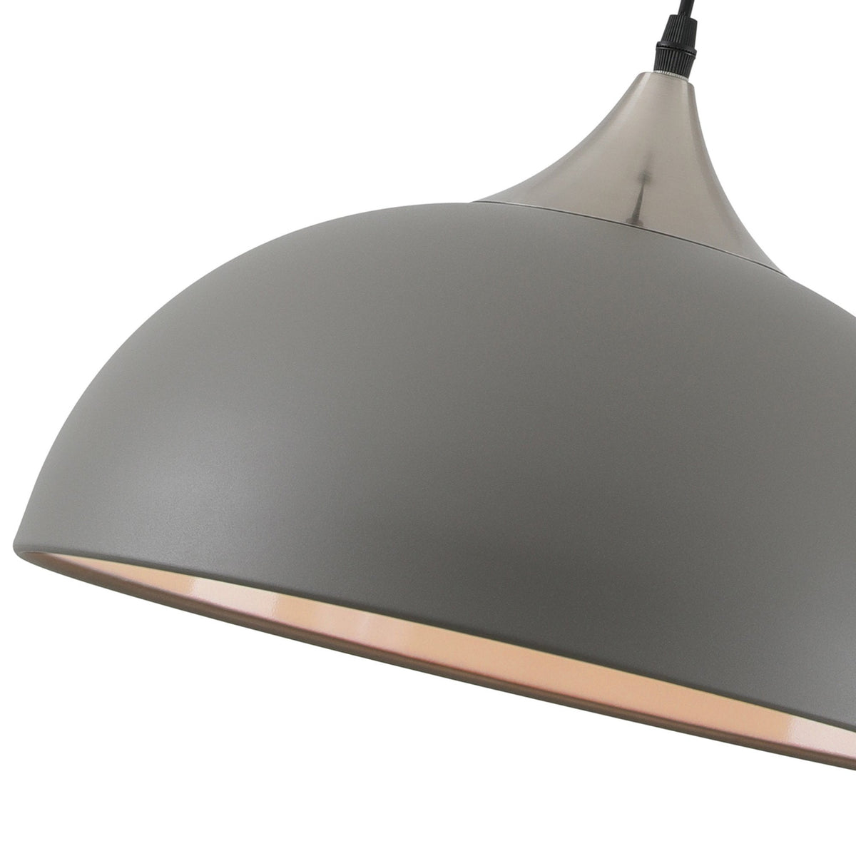 Bampton Dome Pendant in Textured Grey & Satin Nickel