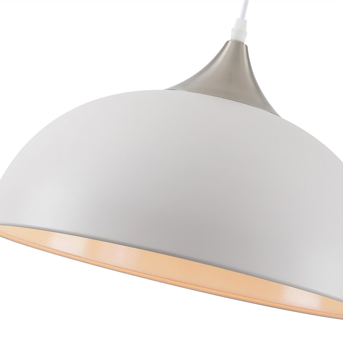 Bampton Dome Pendant in Textured White & Satin Nickel