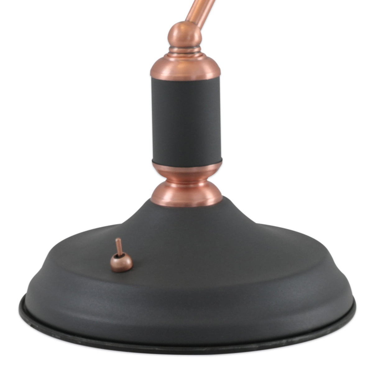 Modbury Bankers Table Lamp Toggle Switched in Textured Graphite & Copper