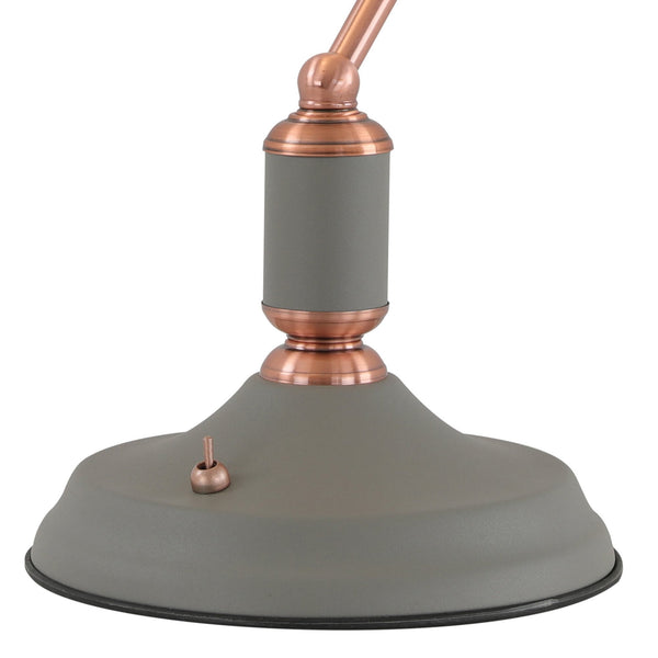 Modbury Bankers Table Lamp Toggle Switched in Textured Grey & Copper