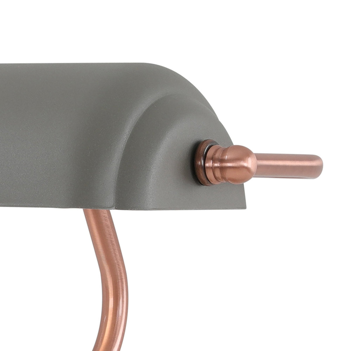 Modbury Bankers Table Lamp Toggle Switched in Textured Grey & Copper