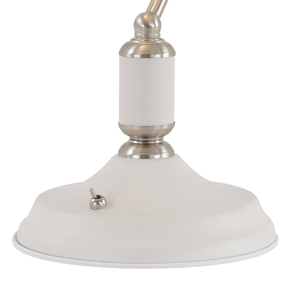 Modbury Bankers Table Lamp Toggle Switched in Textured White & Satin Nickel