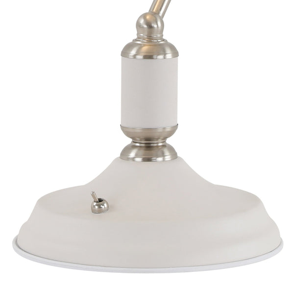Modbury Bankers Table Lamp Toggle Switched in Textured White & Satin Nickel