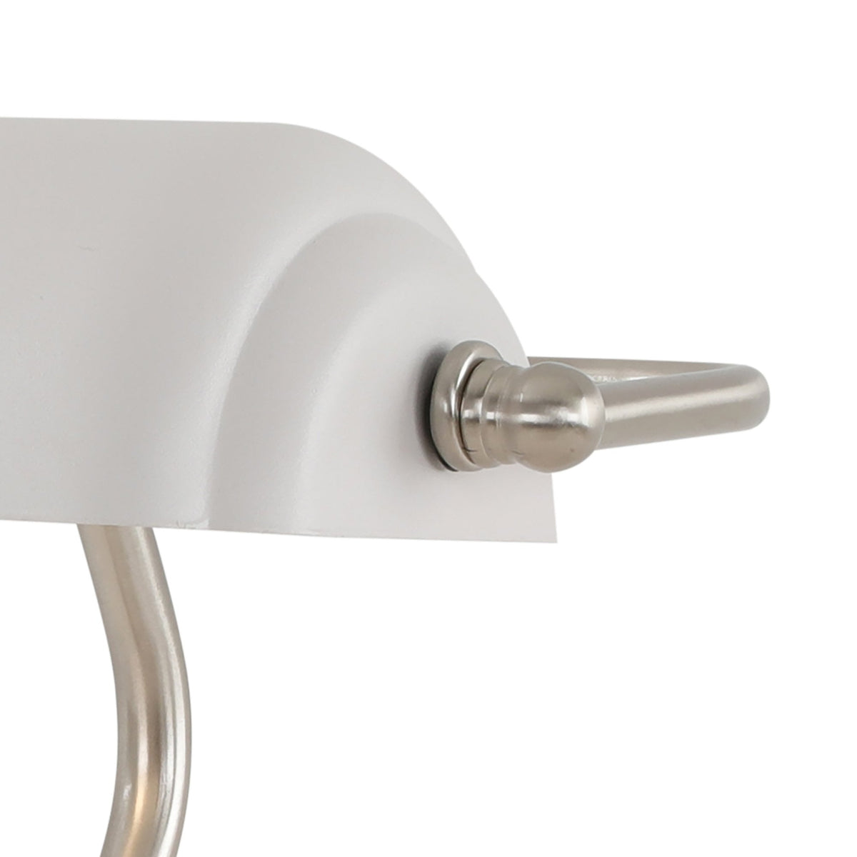 Modbury Bankers Table Lamp Toggle Switched in Textured White & Satin Nickel