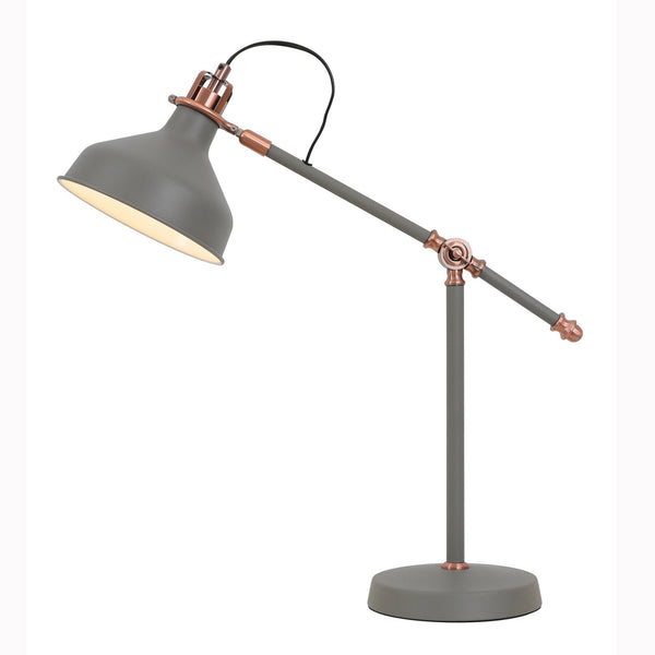 Modbury Adjustable Table Lamp in Textured Grey & Copper