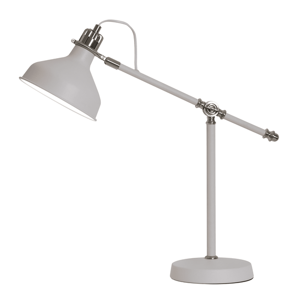 Modbury Adjustable Table Lamp in Textured White & Satin Nickel