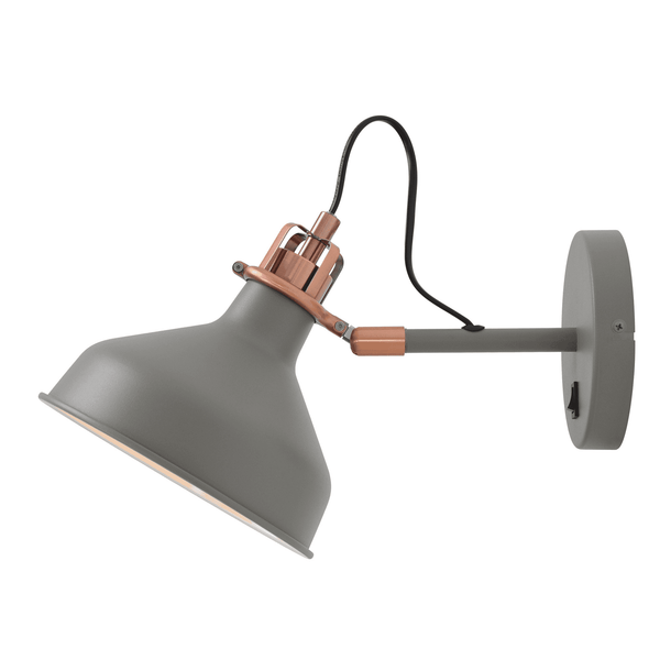Modbury Switched Adjustable Wall Light in Textured Grey & Copper