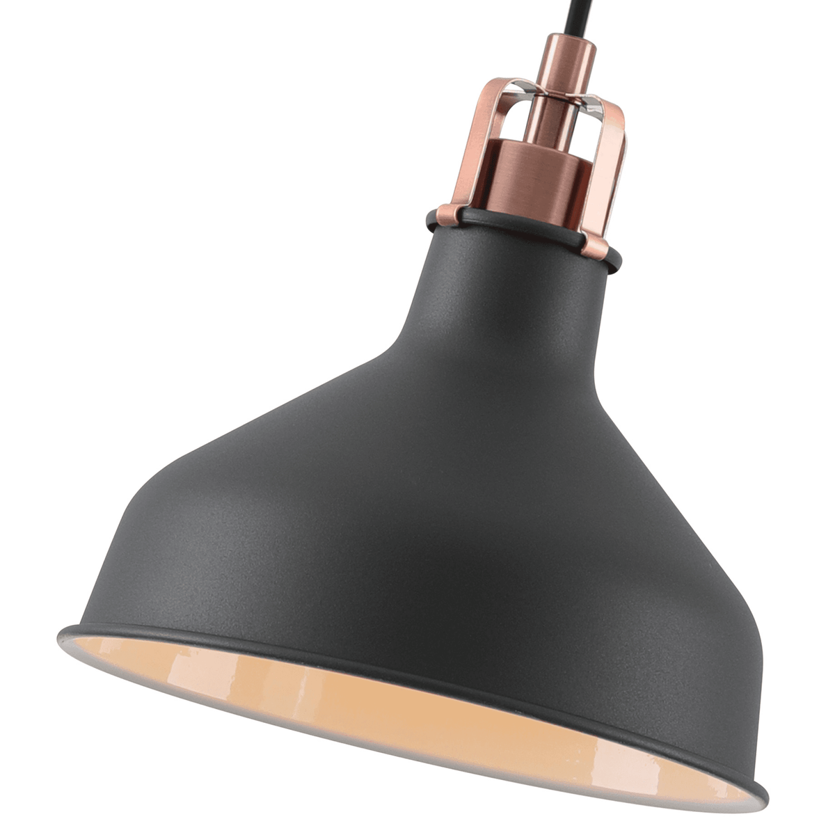Modbury 190mm Pendant Light in Textured Graphite and Copper