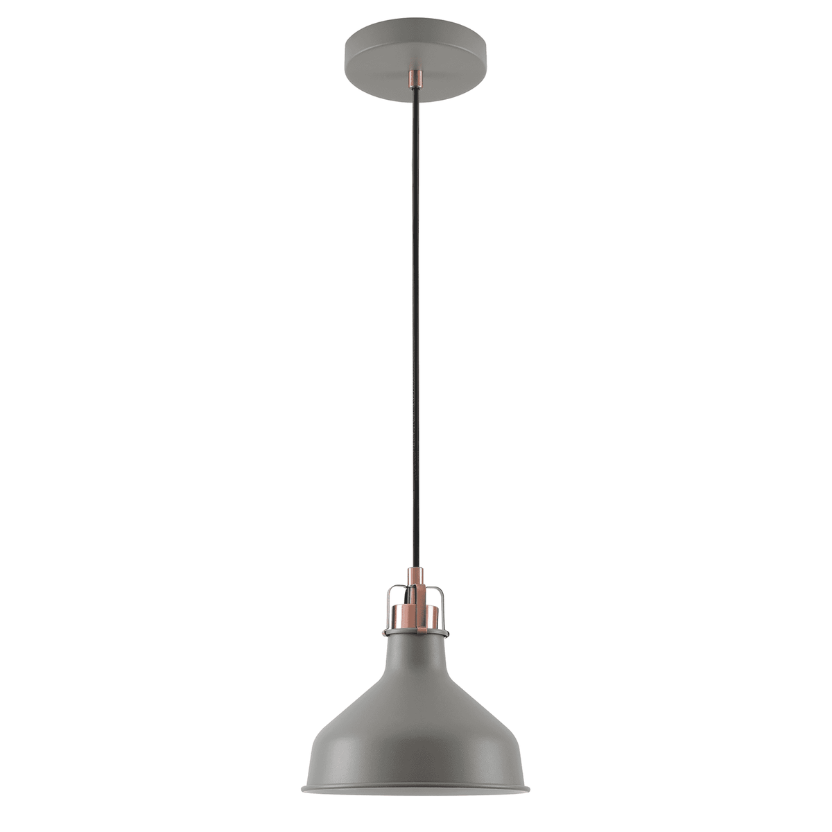 Modbury 190mm Pendant Light in Textured Grey and Copper