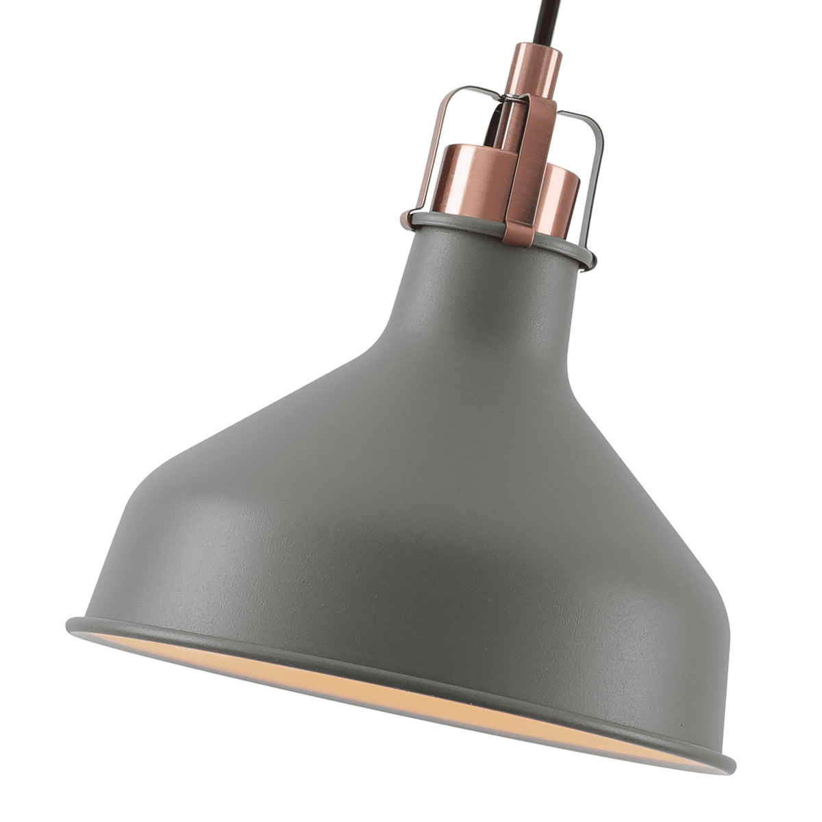 Modbury 190mm Pendant Light in Textured Grey and Copper