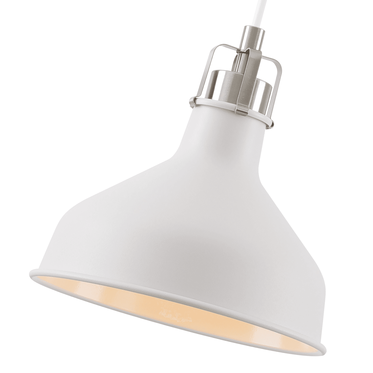 Modbury 190mm Pendant Light in Textured White and Satin Nickel