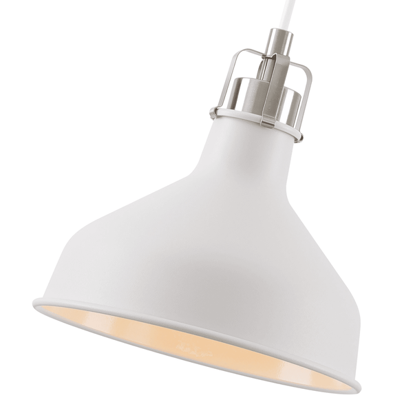 Modbury 190mm Pendant Light in Textured White and Satin Nickel