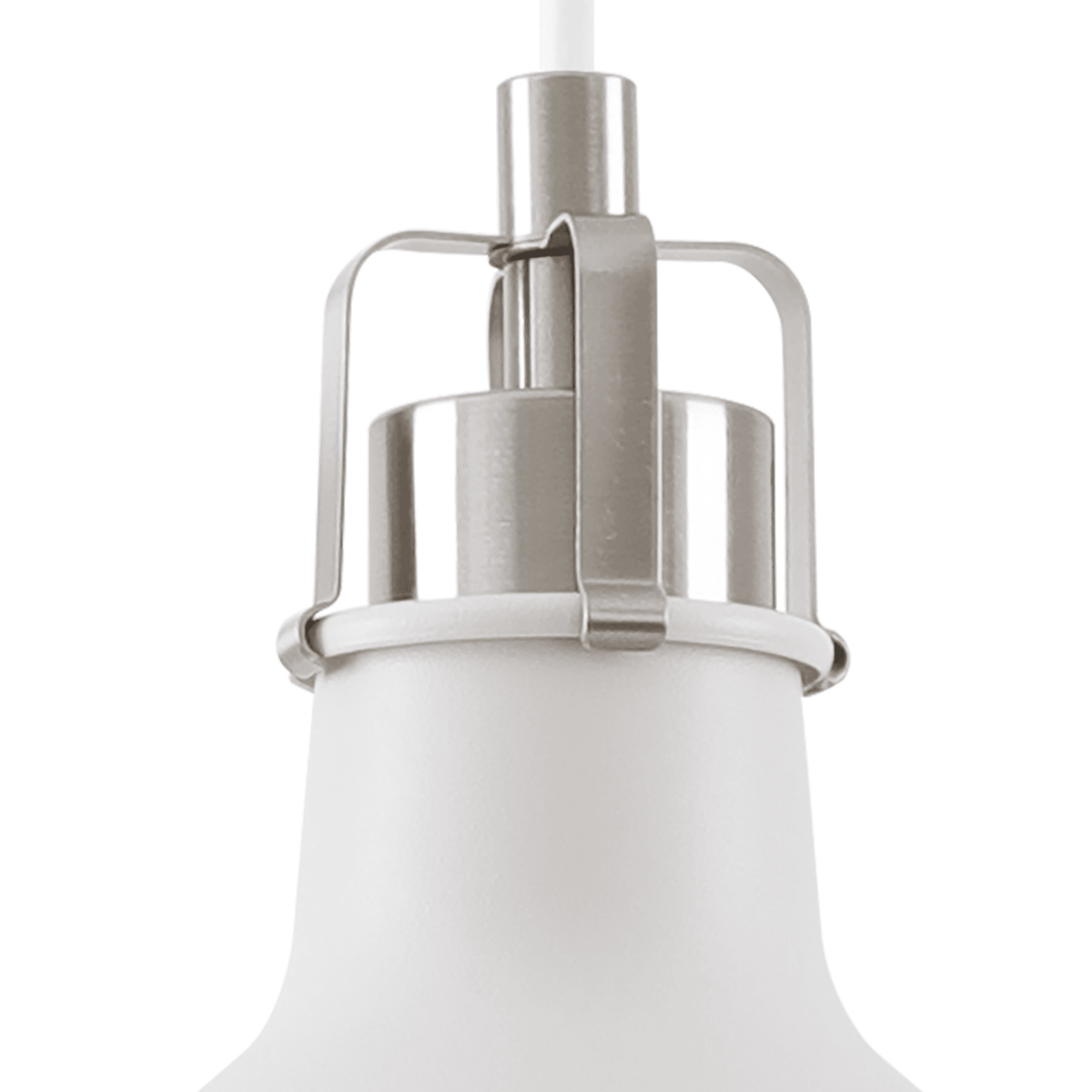 Modbury 190mm Pendant Light in Textured White and Satin Nickel