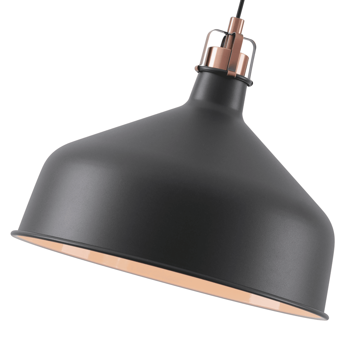 Modbury 300mm Pendant Light in Textured Graphite and Copper