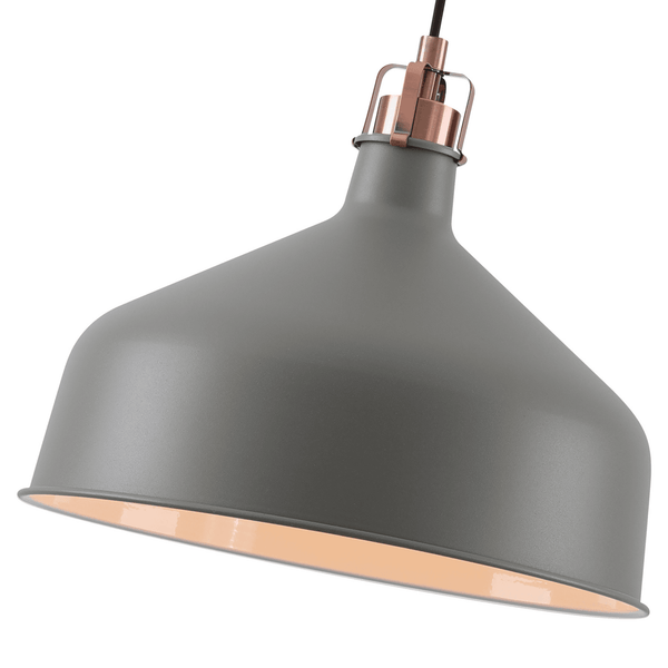 Modbury 300mm Pendant Light in Textured Grey and Copper