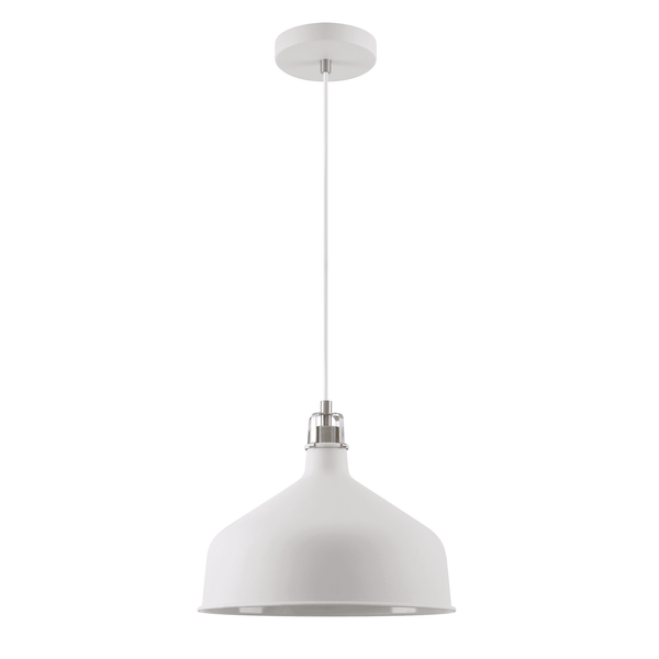 Modbury 300mm Pendant Light in Textured White and Satin Nickel