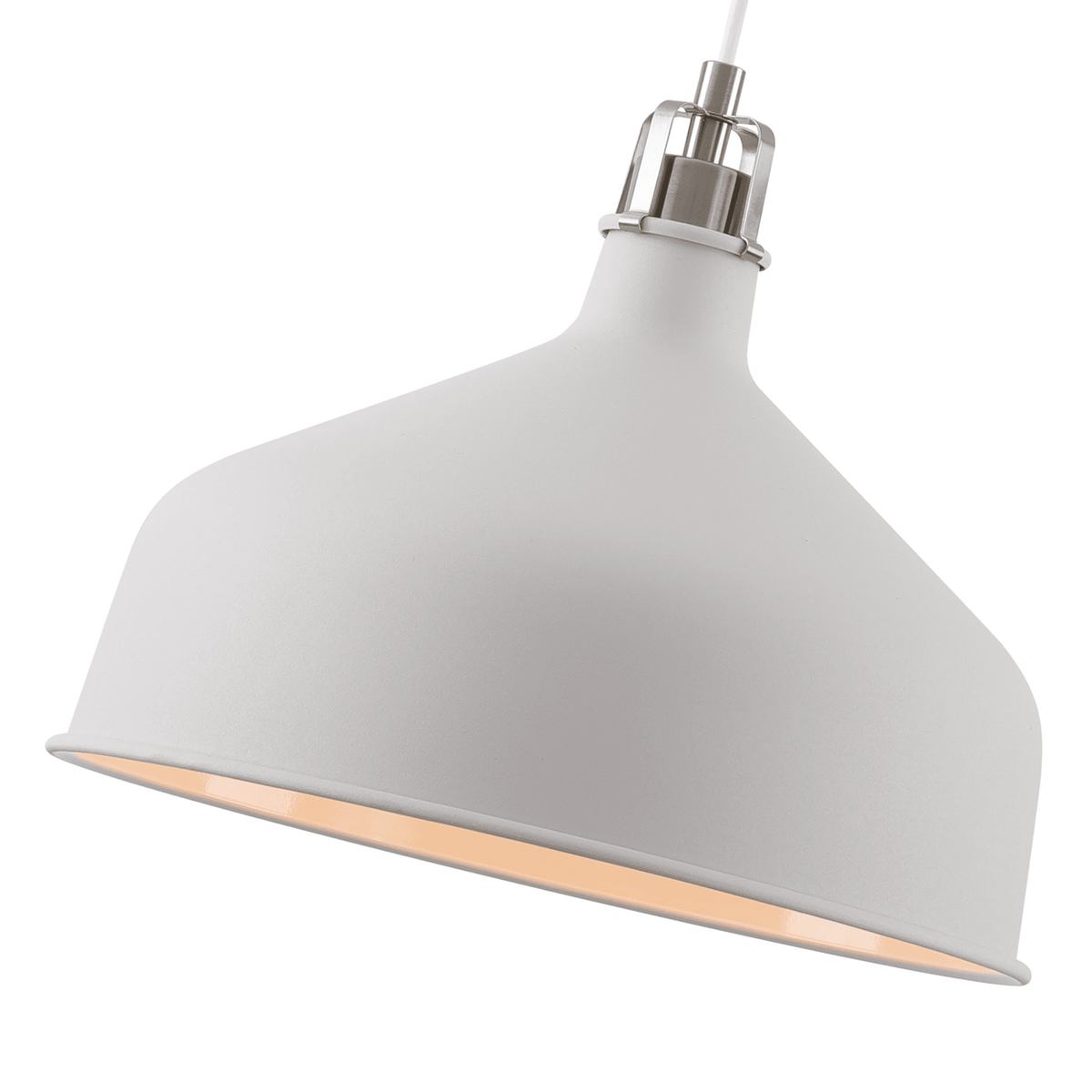 Modbury 300mm Pendant Light in Textured White and Satin Nickel