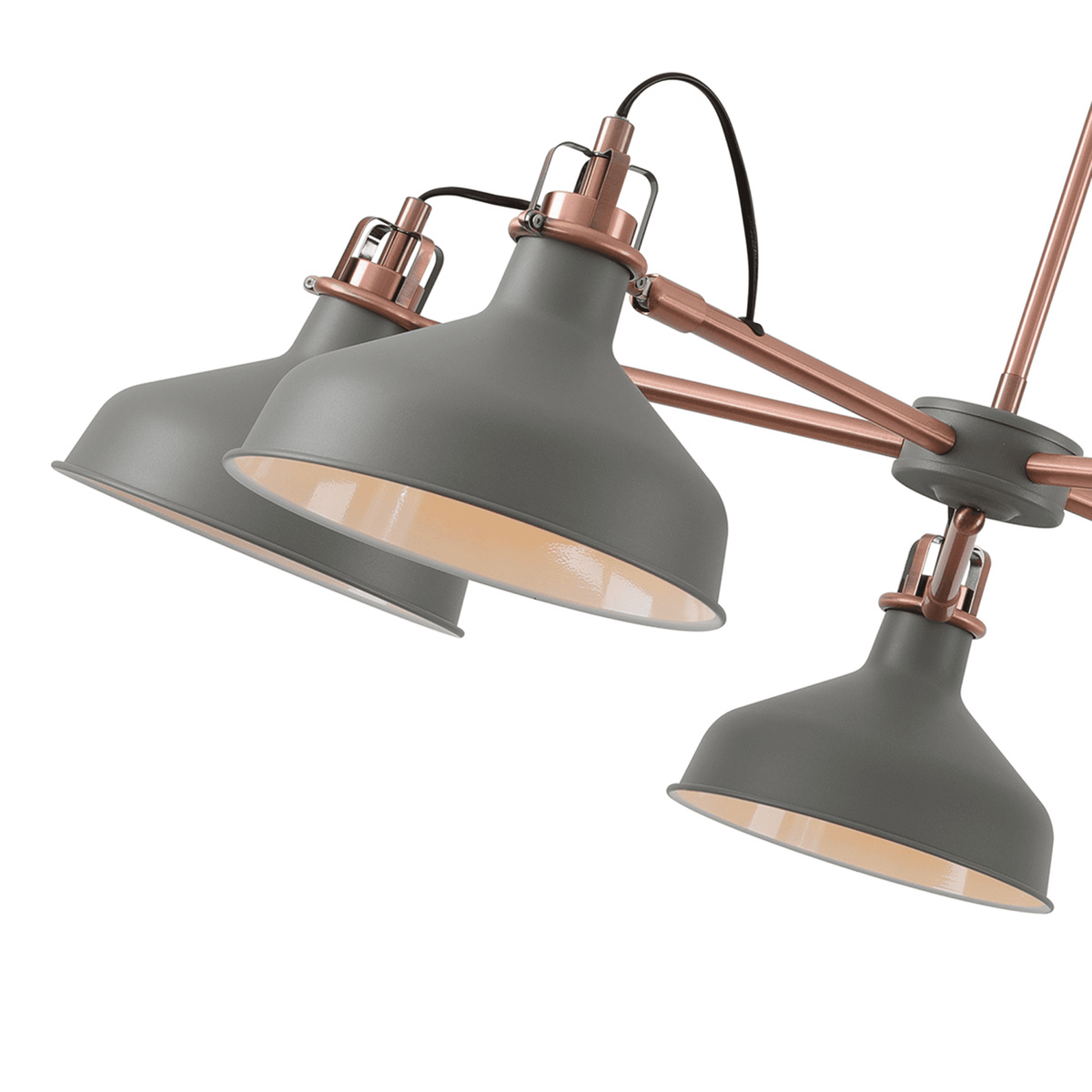 Modbury Telescopic 5 Light Pendant in Textured Grey & Copper