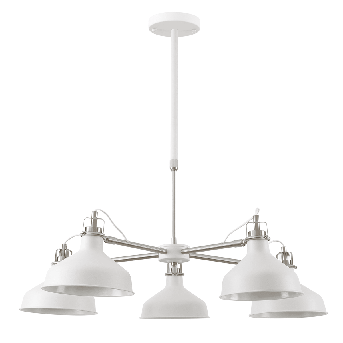 Modbury Telescopic 5 Light Pendant in Textured White & Satin Nickel