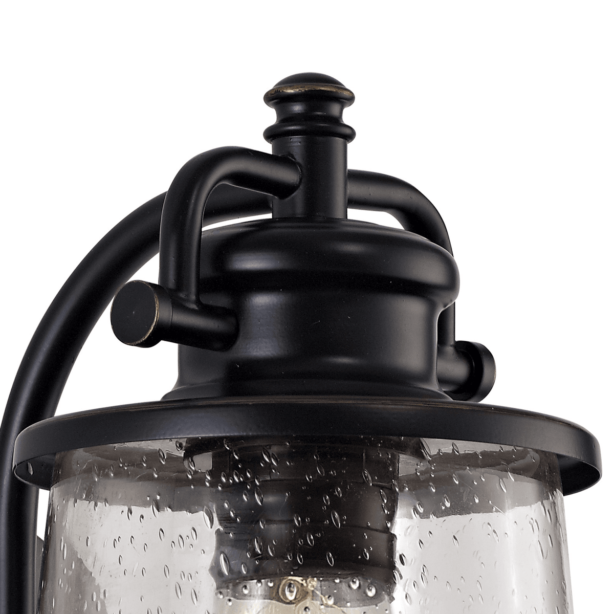 Parkham Black & Gold IP54 Exterior Wall Light with Seeded Clear Glass