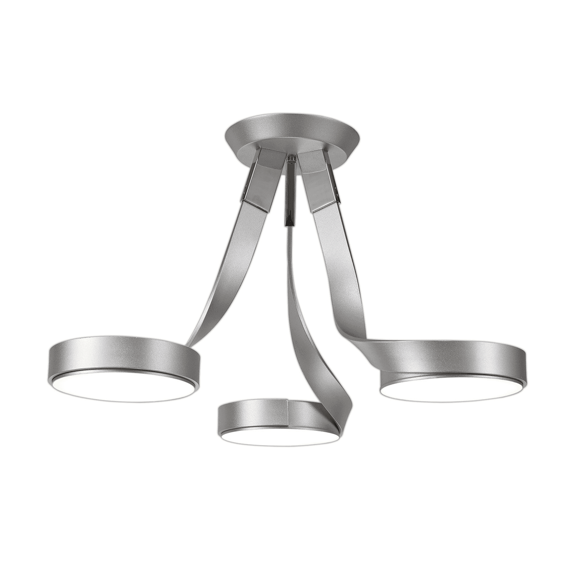 Virginstow 12W LED 3 Light Semi Flush Ceiling Light in Silver and Polished Chrome