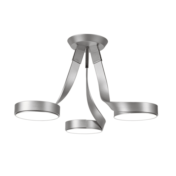 Virginstow 12W LED 3 Light Semi Flush Ceiling Light in Silver and Polished Chrome