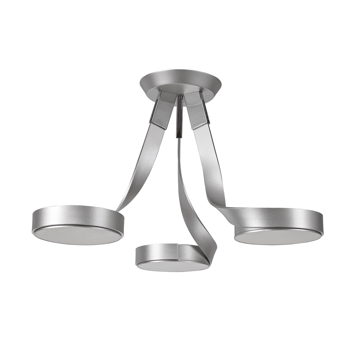 Virginstow 12W LED 3 Light Semi Flush Ceiling Light in Silver and Polished Chrome