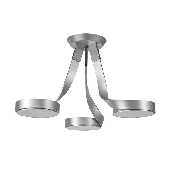 Virginstow 12W LED 3 Light Semi Flush Ceiling Light in Silver and Polished Chrome